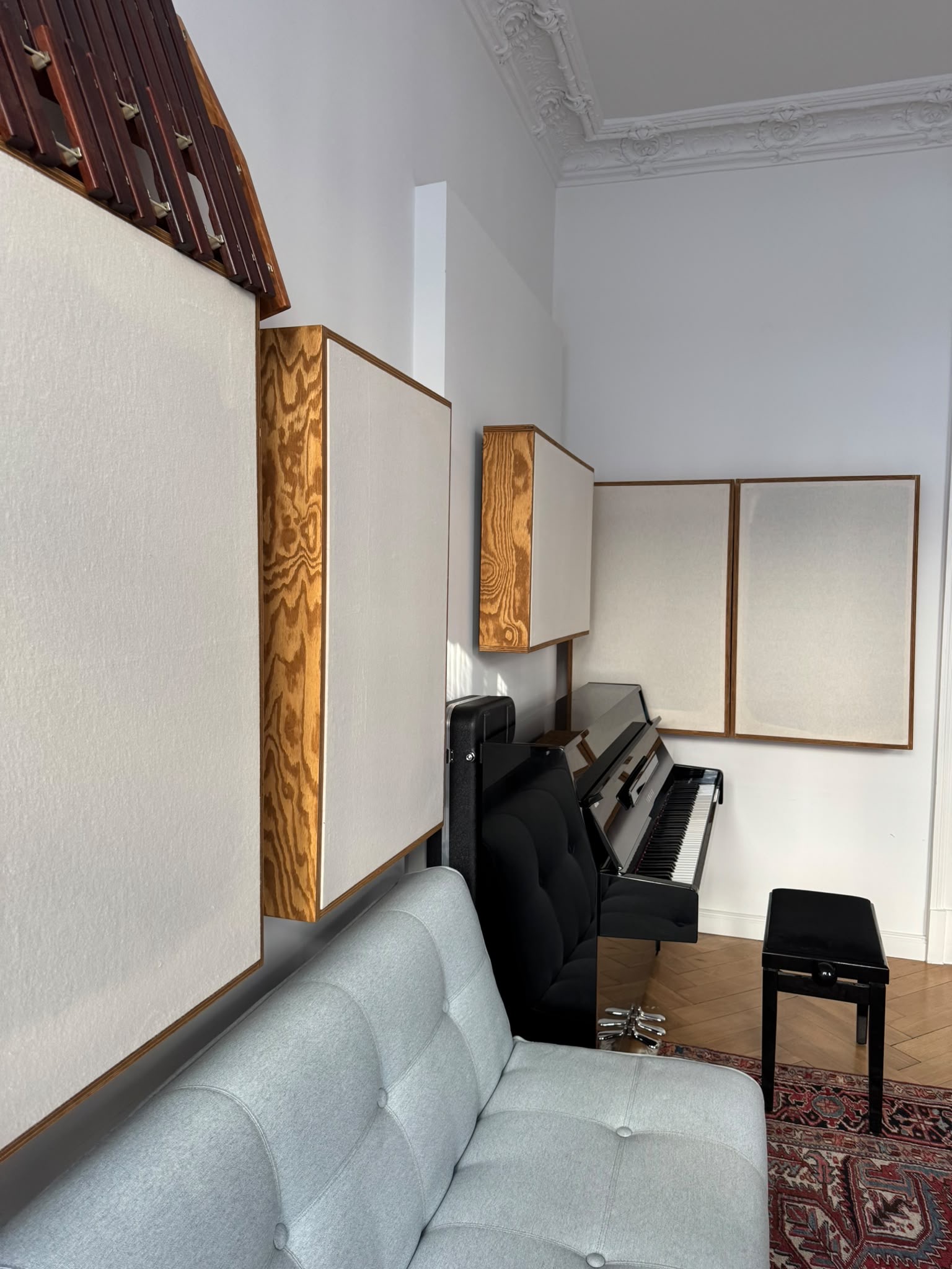 Acoustic panels and upright piano